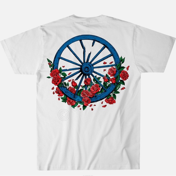 Grateful Dead Bertha Wheel & Roses White Athletic T-Shirt 2 Sided Size Small - Picture 11 of 11